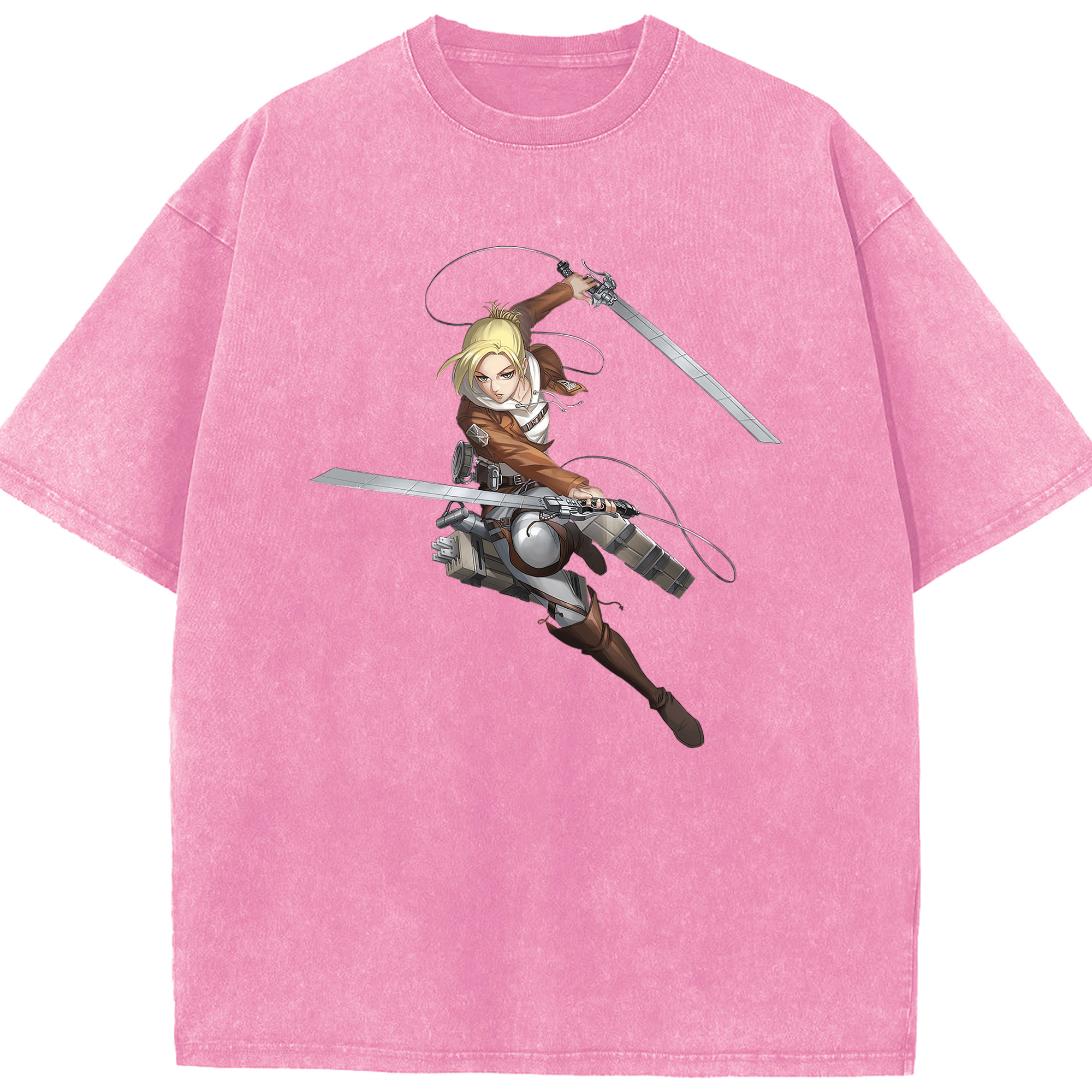 （画像用） 進撃の巨人 アニ・レオンハート Attack on Titan Annie Leonhart 綿100% ヴィンテージ風 半袖Tシャツ（フロントプリント）